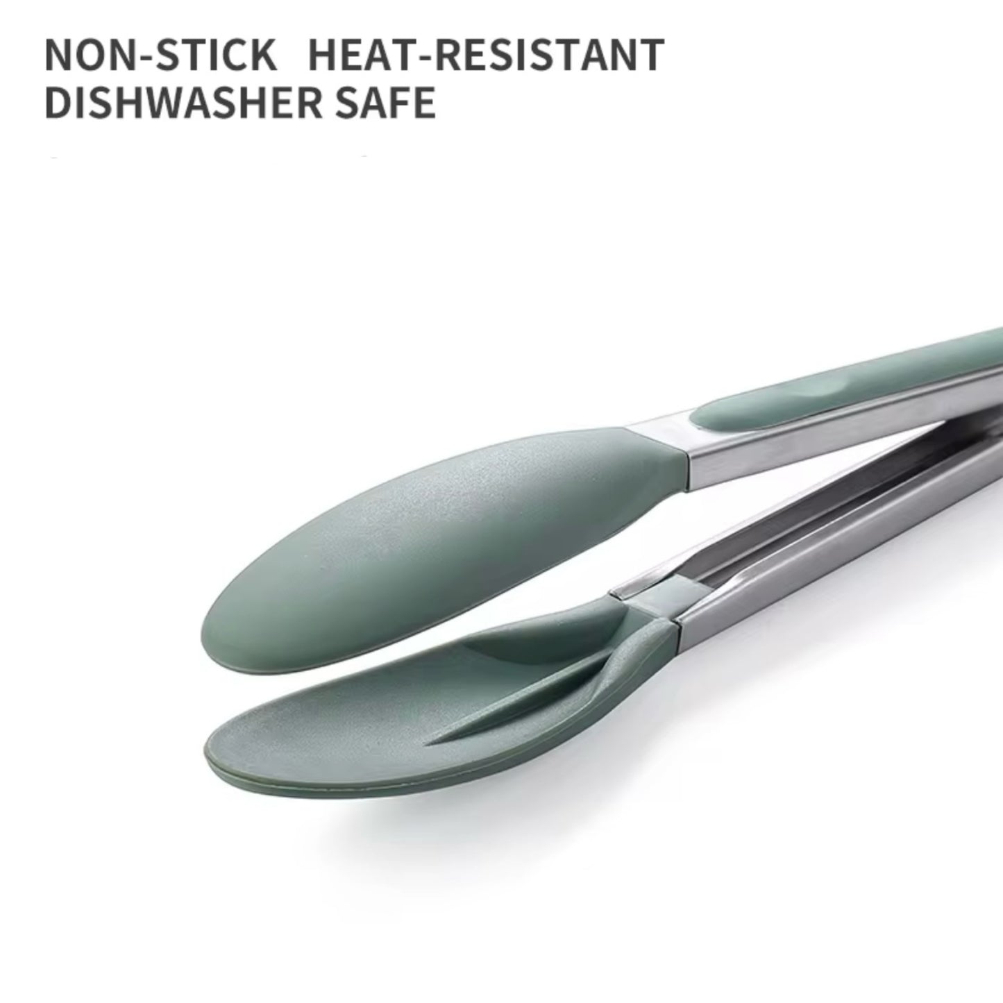 Shaws Cookware Kitchen Green Tongs and Blue Tongs 10" & 12" Set of 4 Stainless Steel Heat- Resistant Non - Stick Silicone Tips, Non - Slip Grip for Cooking, Grilling, BBQ, Pot Lucks, Salad