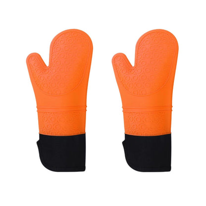 Shaws Cookware Heat and Slip Resistant Silicone Oven Mitts, Waterproof, Non-Slip, Long, Cotton-Lined Mitt Set of 2, 14.9 IN, Orange