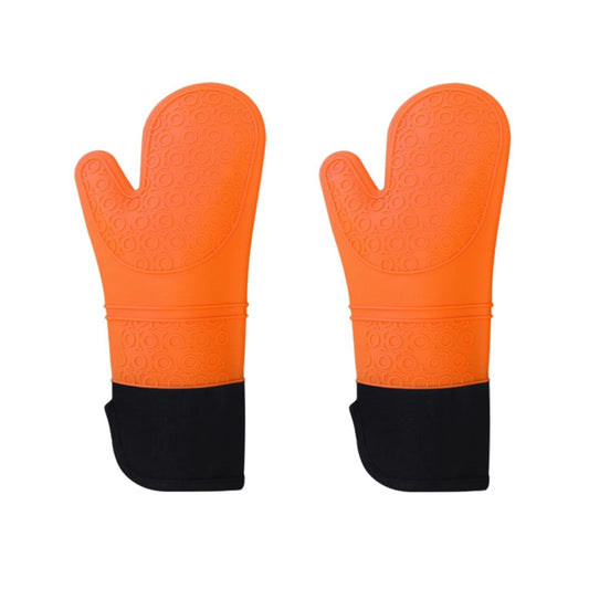 Shaws Cookware Heat and Slip Resistant Silicone Oven Mitts, Waterproof, Non-Slip, Long, Cotton-Lined Mitt Set of 2, 14.9 IN, Orange