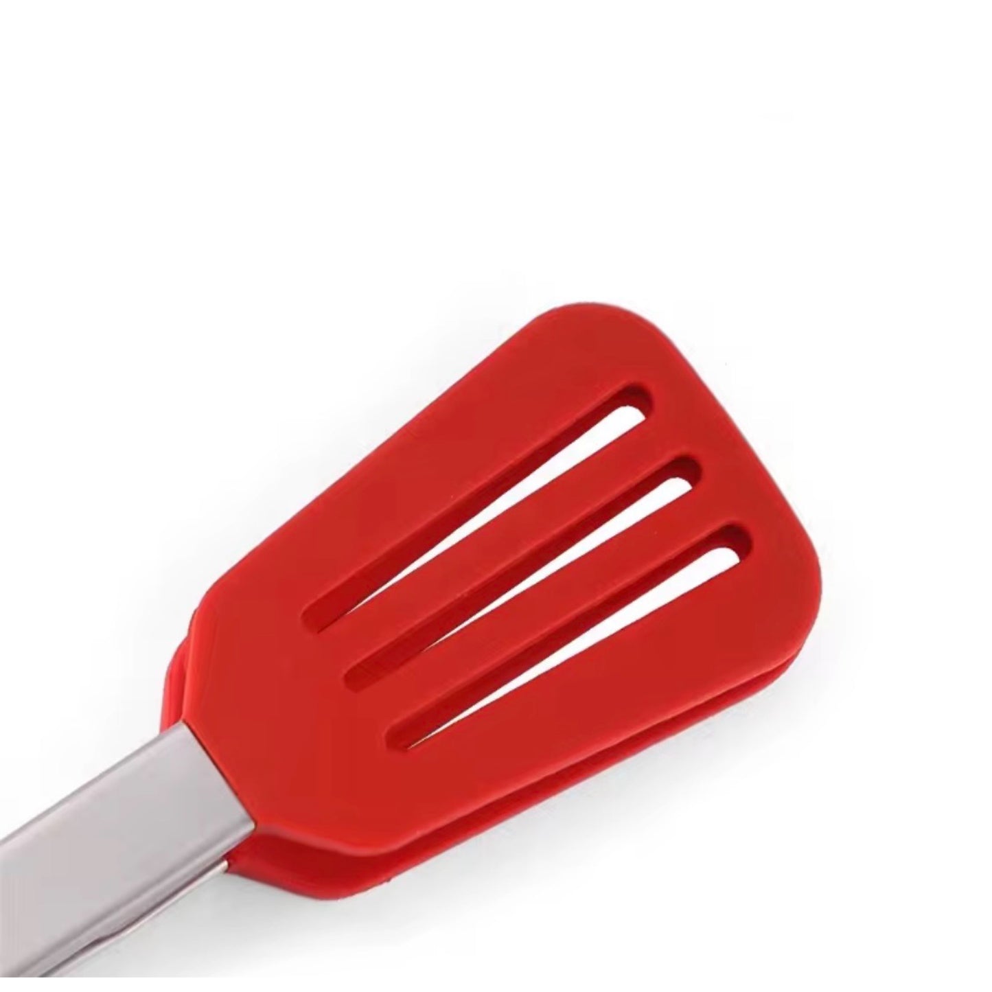 Shaws Cookware Kitchen Tongs and Spatula Tongs 10" & 12" Set of 4 Stainless Steel Heat- Resistant Non - Stick Silicone Tips,  Non - Slip Grip for Cooking, Grilling,  BBQ, Pot Lucks, Salad,- Red