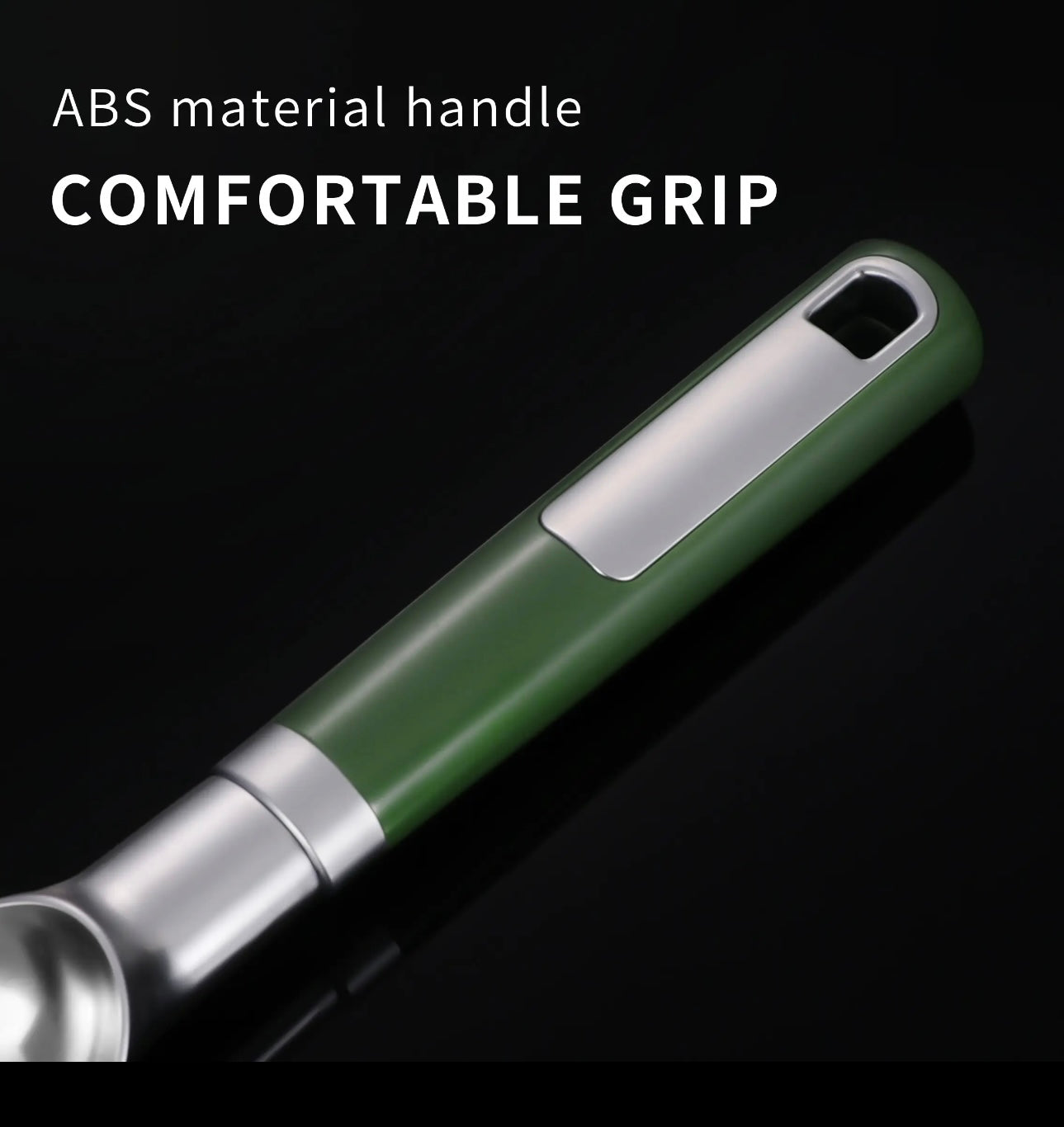 Shaws Cookware Stainless Steel Ice Cream Scoop - Heavy Duty Ice Cream Spoon with Soft Grip Handle, Dishwasher Safe Kitchen Tool, Ice Cream Scooper for Gelato, Sorbet, Cookie Dough - Green