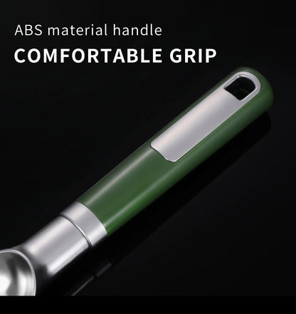 Shaws Cookware Stainless Steel Ice Cream Scoop - Heavy Duty Ice Cream Spoon with Soft Grip Handle, Dishwasher Safe Kitchen Tool, Ice Cream Scooper for Gelato, Sorbet, Cookie Dough - Green