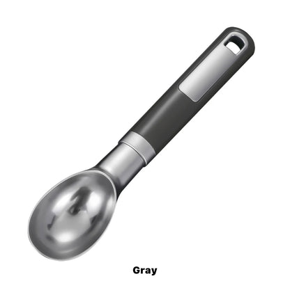 Shaws Cookware Stainless Steel Ice Cream Scoop - Heavy Duty Ice Cream Spoon with Soft Grip Handle, Dishwasher Safe Kitchen Tool, Ice Cream Scooper for Gelato, Sorbet, Cookie Dough - Gray