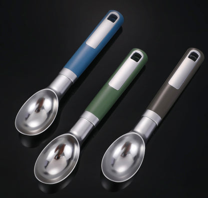 Shaws Cookware Stainless Steel Ice Cream Scoop - Heavy Duty Ice Cream Spoon with Soft Grip Handle, Dishwasher Safe Kitchen Tool, Ice Cream Scooper for Gelato, Sorbet, Cookie Dough - Blue