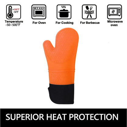Shaws Cookware Heat and Slip Resistant Silicone Oven Mitts, Waterproof, Non-Slip, Long, Cotton-Lined Mitt Set of 2, 14.9 IN, Orange