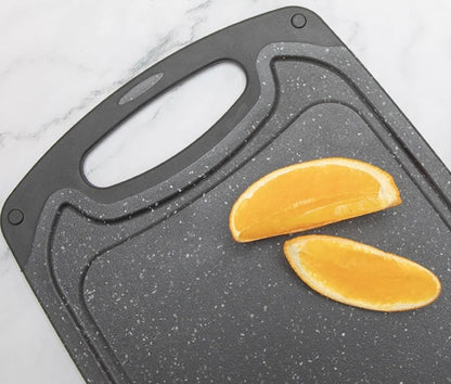 Cutting Boards for Kitchen w/Juice Groove, Non Slip Handles, Reversible - Plastic Cutting Board Set of 3, Dishwasher Safe Cutting Boards for Chopping Meat, Veggies, Fruits, Non-Slip (Black)