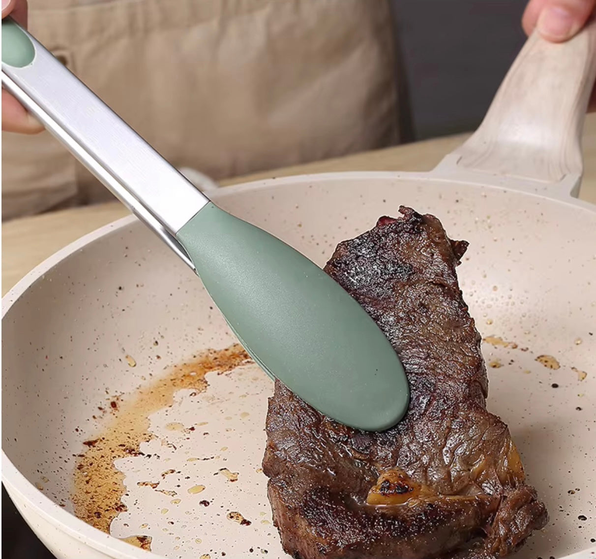 Shaws Cookware Kitchen Green Tongs and Blue Tongs 10" & 12" Set of 4 Stainless Steel Heat- Resistant Non - Stick Silicone Tips, Non - Slip Grip for Cooking, Grilling, BBQ, Pot Lucks, Salad