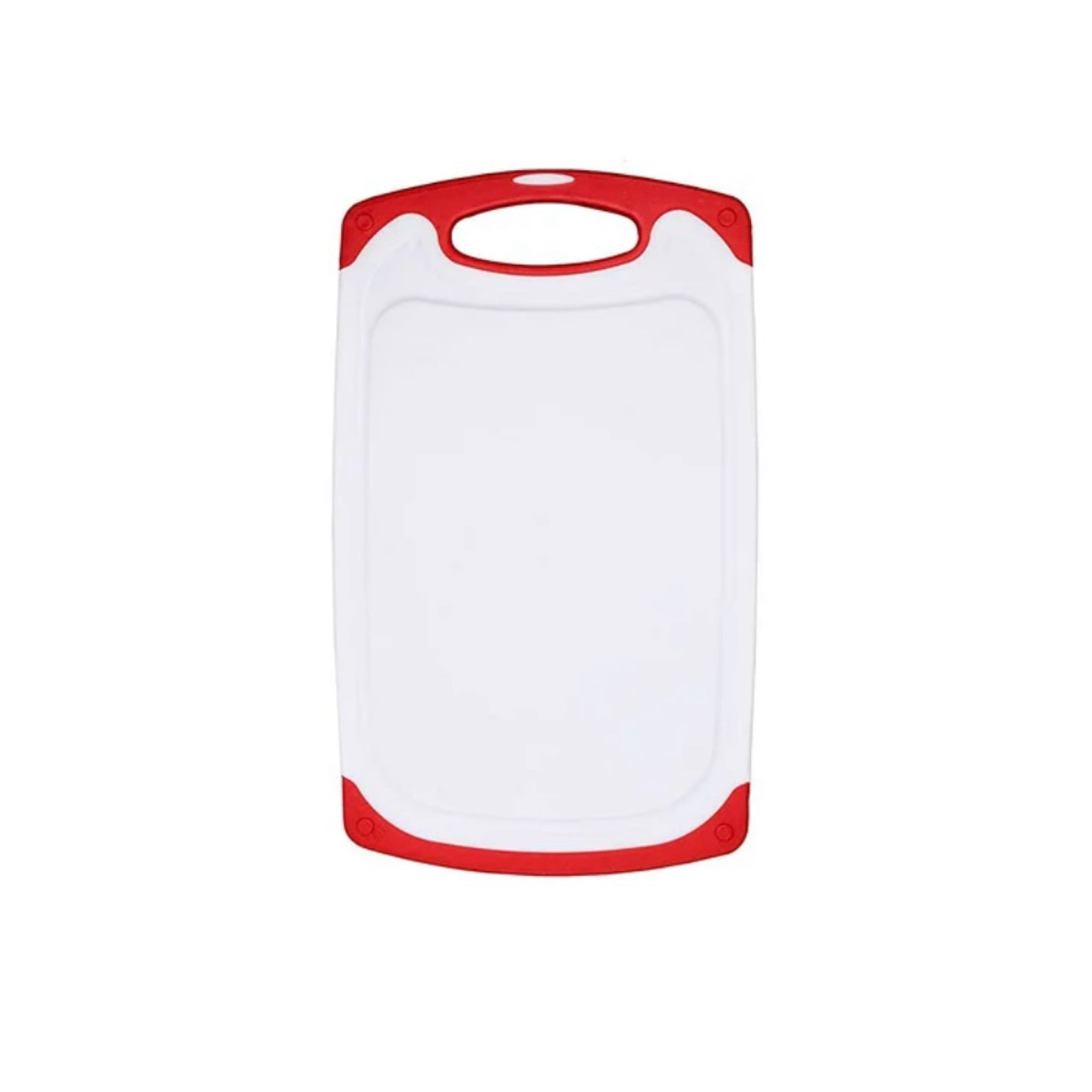 Cutting Boards for Kitchen w/Juice Groove, Non Slip Handles, Reversible - Plastic Cutting Board Set of 3, Dishwasher Safe Cutting Boards for Chopping Meat, Veggies, Fruits, Non-Slip (White/Red)