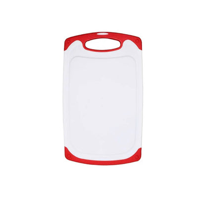 Cutting Boards for Kitchen w/Juice Groove, Non Slip Handles, Reversible - Plastic Cutting Board Set of 3, Dishwasher Safe Cutting Boards for Chopping Meat, Veggies, Fruits, Non-Slip (White/Red)