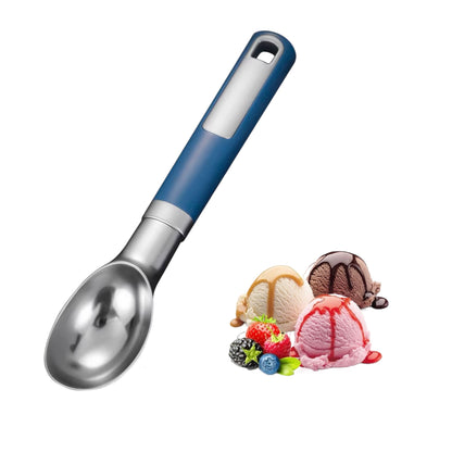 Shaws Cookware Stainless Steel Ice Cream Scoop - Heavy Duty Ice Cream Spoon with Soft Grip Handle, Dishwasher Safe Kitchen Tool, Ice Cream Scooper for Gelato, Sorbet, Cookie Dough - Blue