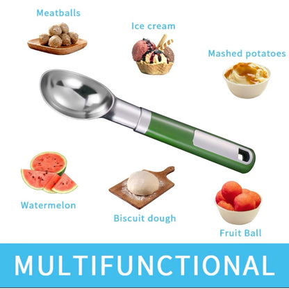 Shaws Cookware Stainless Steel Ice Cream Scoop - Heavy Duty Ice Cream Spoon with Soft Grip Handle, Dishwasher Safe Kitchen Tool, Ice Cream Scooper for Gelato, Sorbet, Cookie Dough - Green
