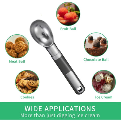 Shaws Cookware Stainless Steel Ice Cream Scoop - Heavy Duty Ice Cream Spoon with Soft Grip Handle, Dishwasher Safe Kitchen Tool, Ice Cream Scooper for Gelato, Sorbet, Cookie Dough - Gray
