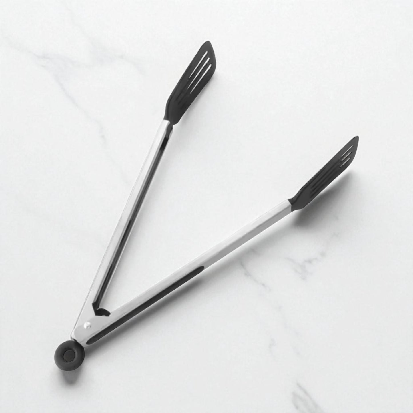 Shaws Cookware Kitchen Tongs and Spatula Tongs 10" & 12" Set of 4 Stainless Steel Heat- Resistant Non - Stick Silicone Tips,  Non - Slip Grip for Cooking, Grilling,  BBQ, Pot Lucks, Salad,- Black